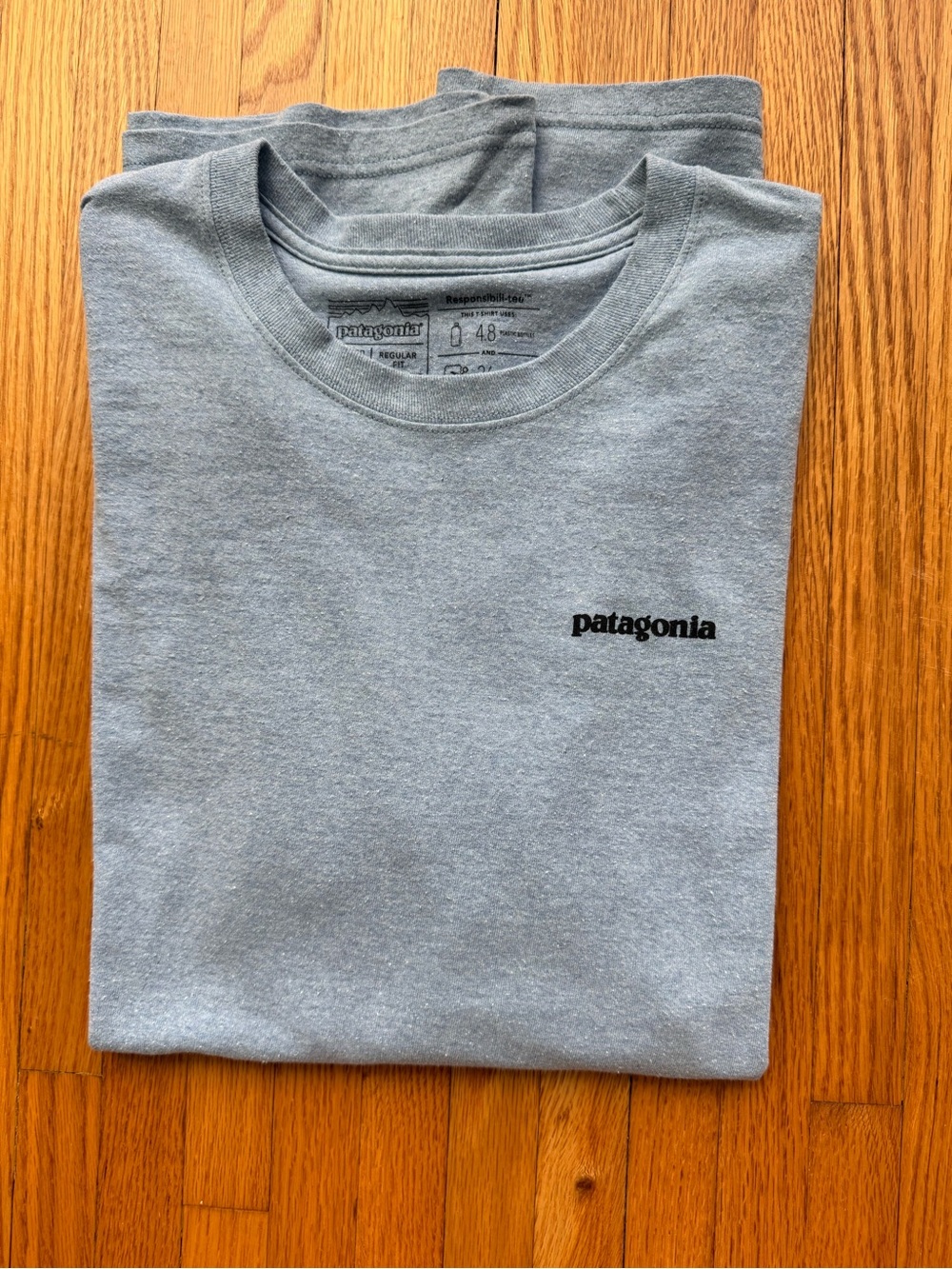 Patagonia Light Blue  Logo Crewneck T-Shirt XXL